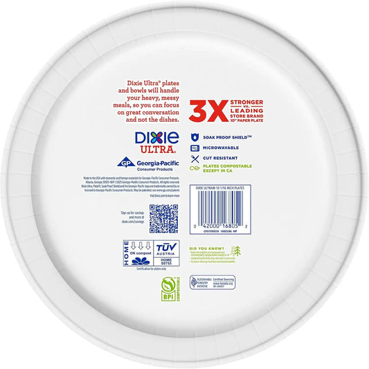Dixie Ultra Limited Edition Paper Plates, 10" Dinner-Size Plates, 20 Count