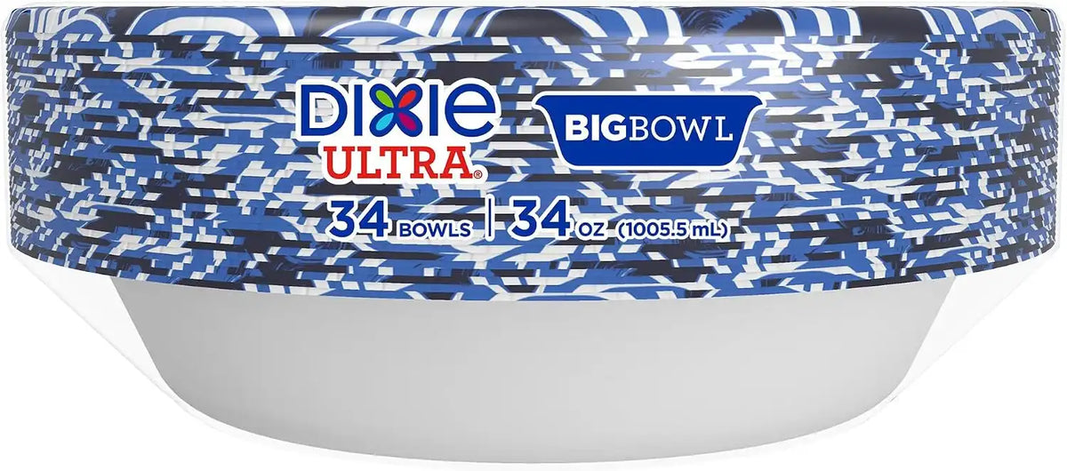 Dixie Ultra Large Paper Bowls, 34 oz Disposable Bowls, 34 Count