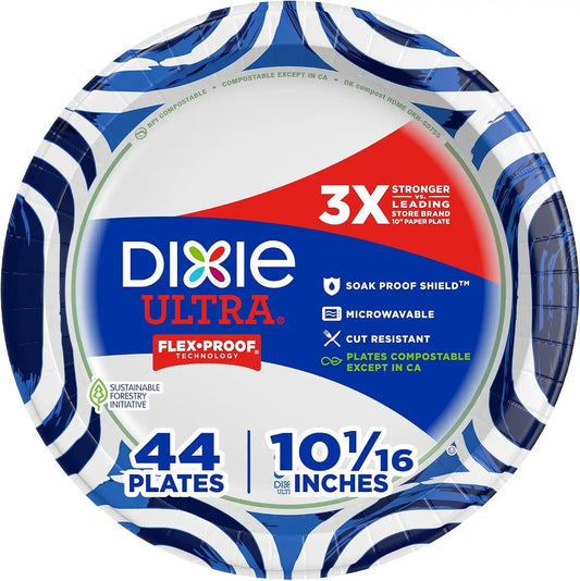 Dixie Ultra Large Paper Plates 10 Inch, Heavy Duty Disposable Plates, 44 ct