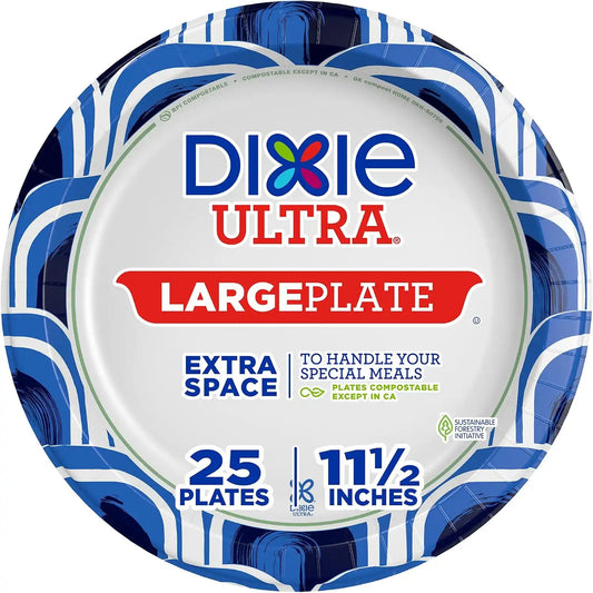 Dixie Ultra Heavy Duty Paper Plates, Large, 11-Inch, 25 Count, 3X Stronger*