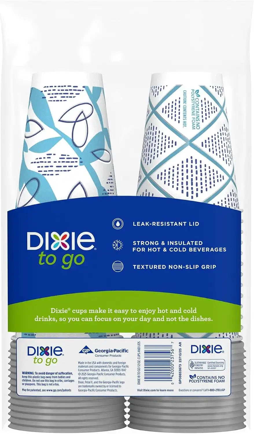 Dixie To Go Disposable Coffee Cups With Lids, 12 oz Paper Cups, 156 Ct