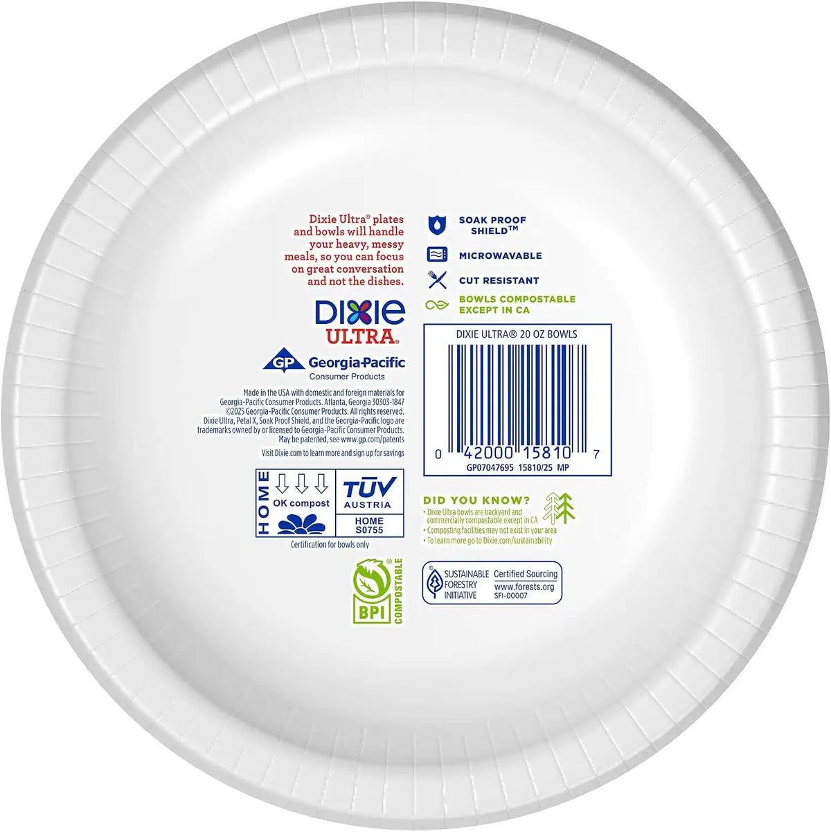 Dixie Ultra Large Paper Bowls 20 Oz, Disposable Bowls, 56 Count