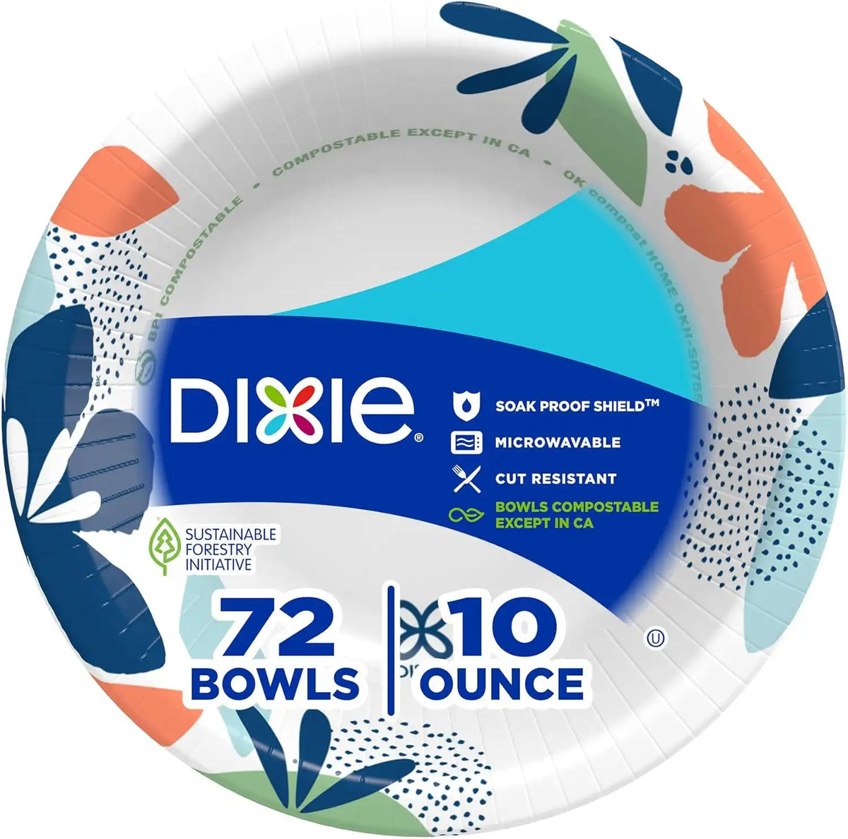 Dixie Small Paper Bowls 10 Oz, 72 Count, Disposable Bowls, Great for Snacks