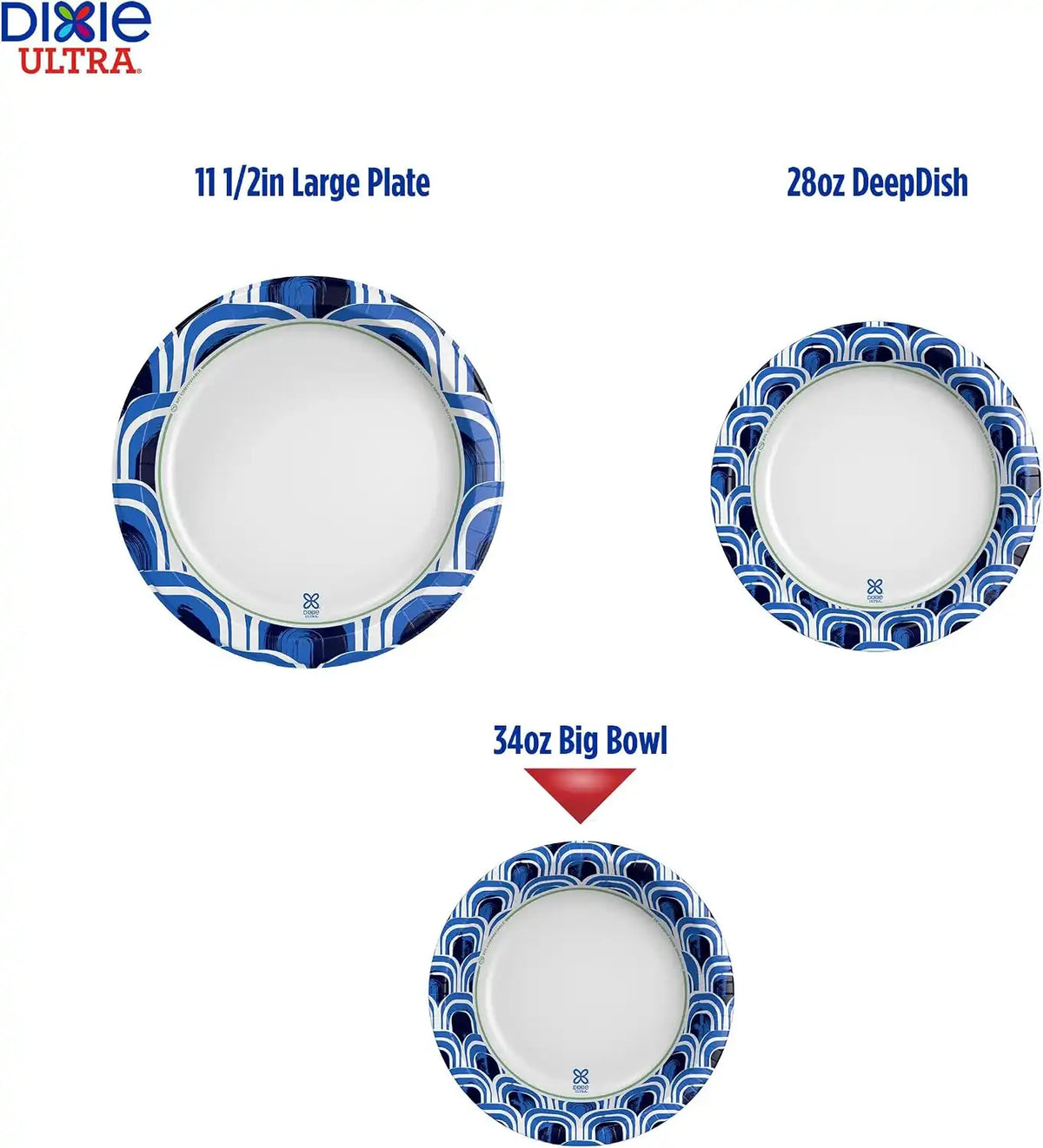 Dixie Ultra Large Paper Bowls, 34 oz Disposable Bowls, 34 Count