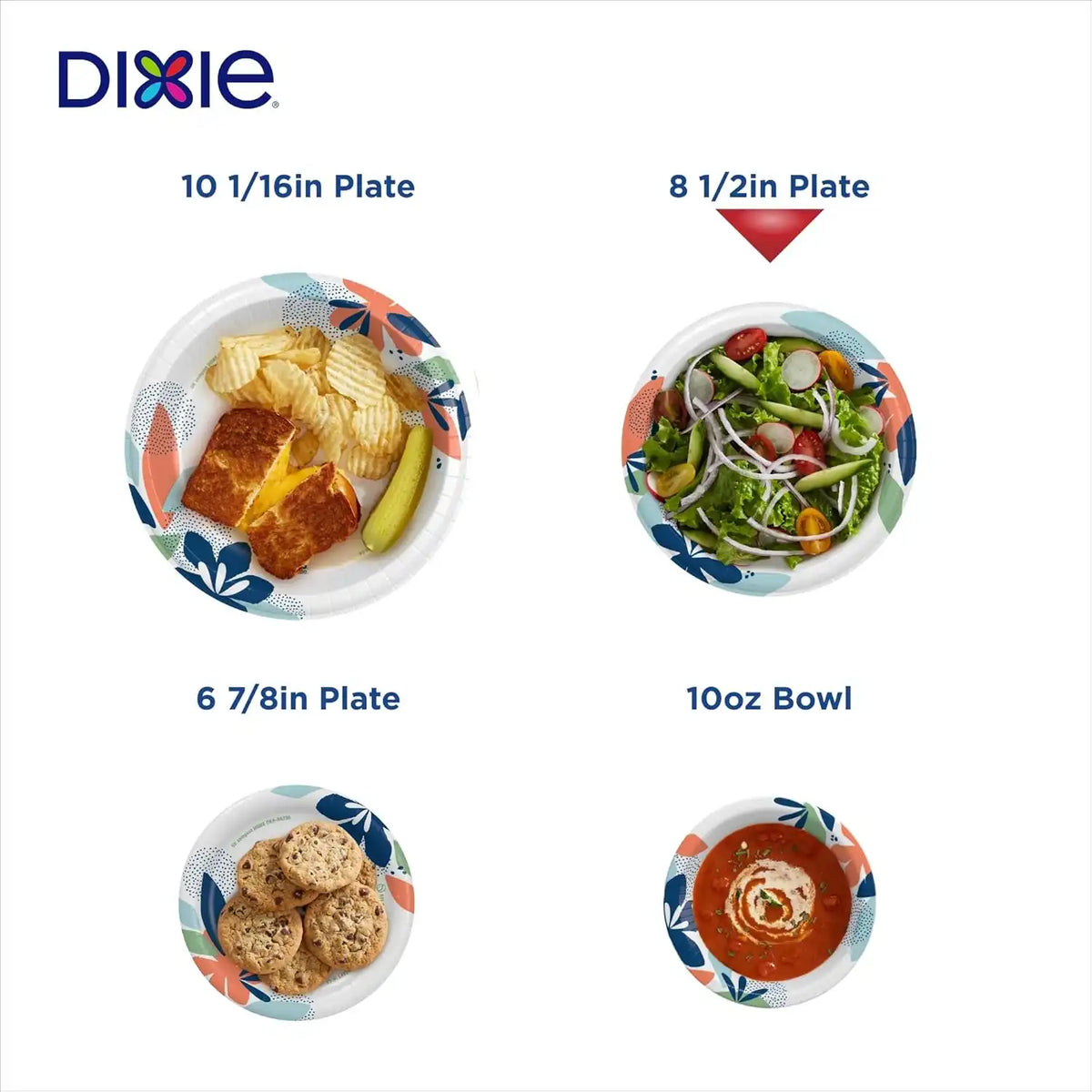 Dixie Paper Plates 8.5 Inch, 90 Count, Disposable Plates