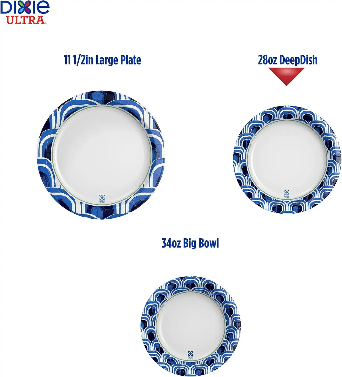 Dixie Ultra,Deep Dish Paper Plates,28 Oz,Heavy Duty,Microwave-Safe,Soak-Proof,Cut Resistant,Disposable Plates For Heavy,Messy Meals,40 Count (Pack of 3)