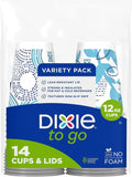 Dixie To Go Paper Coffee Cups With Lids, 12 oz, 14 ct, Disposable Insulated Paper Cups for On-The-Go Hot or Cold Beverages (Pack of 8)