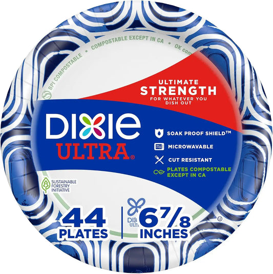Dixie Ultra Small Paper Plates, Heavy Duty Disposable Plates, 6 7/8", 44 Ct
