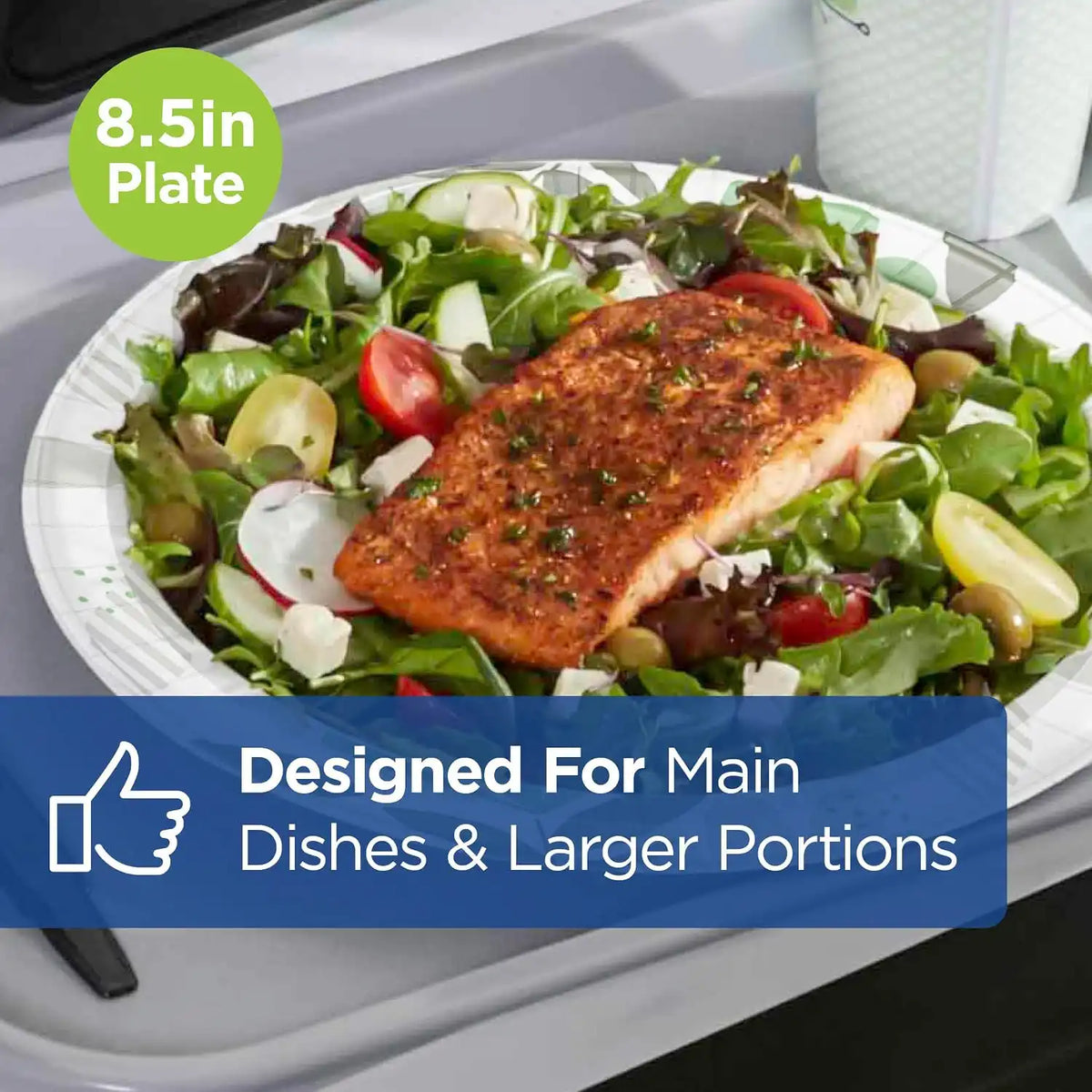 Dixie Ultra 8.5 Inch Heavy-Weight Paper Plates By GP PRO, Pathways Botanical Design, 500 Count (125 Disposable Plates Per Pack, 4 Packs Per Case), SXP9PATH